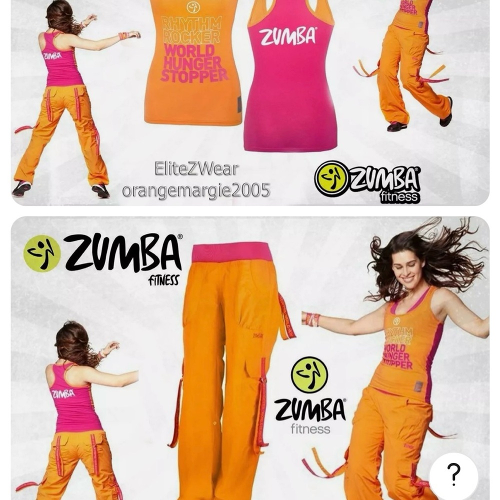 Zumba combo top and pants, color pink and orange , size large .